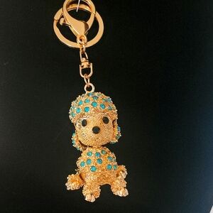 Sparkling Poodle Dog Handbag Backpack Luggage Charm, Keychain Zipper Pull
